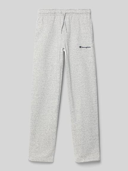 Champion Straight Leg Sweatpants mit Label-Stitching Mittelgrau Melange 1
