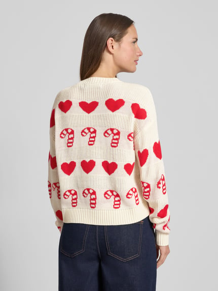 VERO MODA Regular Fit Weihnachtspullover mit Rundhalsausschnitt Modell 'CANDYHEARTS' Offwhite 5