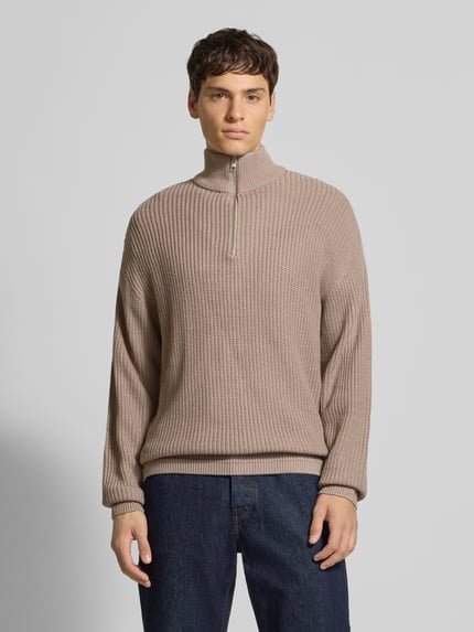 JACK & JONES Sweter z dzianiny z zamkiem błyskawicznym model ‘KAITO’ Złamany biały 4