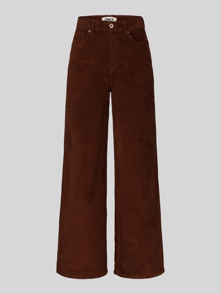 Produktfoto, bruine wide leg corduroy broek van katoenmix, model 'HOPE' van ONLY, Dames corduroy broek