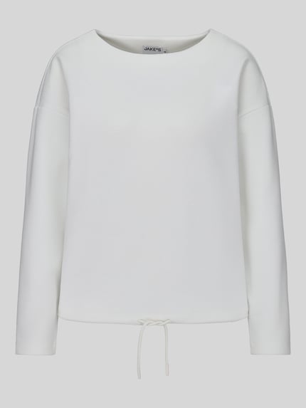 Jake*s Casual Langarmshirt mit Tunnelzugabschluss Offwhite 2