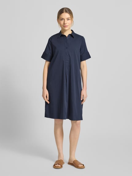 Milano Italy Knielanges Hemdblusenkleid mit Knopfleiste Marine 4