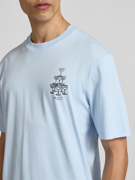 HUGO Blue Regular fit T-shirt van puur katoen model 'NUCAVO' Lichtblauw - 3