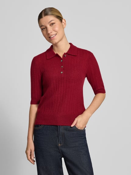 Christian Berg Woman Slim Fit Poloshirt aus reinem Kaschmir Bordeaux 4