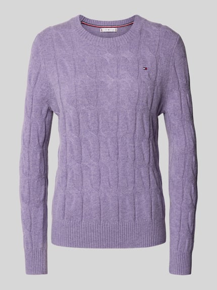 Tommy Hilfiger Sweter z dzianiny o kroju regular fit z czystej wełny Jasnofioletowy 2