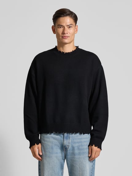 Don´t Waste Culture Sweatshirt met ribboorden, model 'Ilari' Zwart - 4