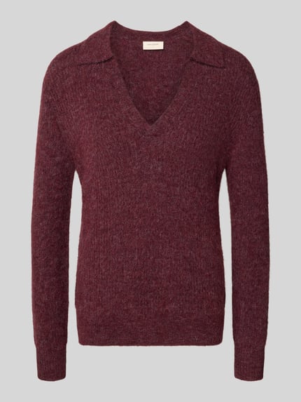FREE/QUENT Slim Fit Strickpullover mit Woll-Anteil Modell 'Hil' Bordeaux 2