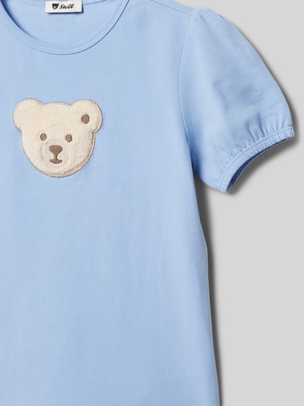 Steiff T-shirt met motiefpatch Bleu - 2