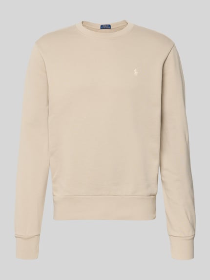 Produktfoto, Relaxed Fit Sweatshirt aus reiner Baumwolle von Polo Ralph Lauren, kolor jednolity, logo, okrągły dekolt, długi rękaw, prążkowane wykończenia, bawełna