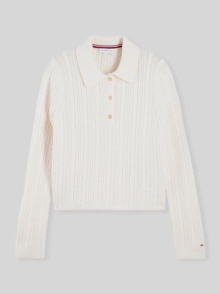 Tommy Hilfiger Poloshirt aus Woll-Mix mit Seide-Anteil Offwhite 2