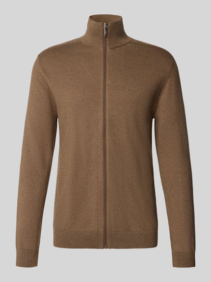 Selected Regular fit gebreid jack van puur katoen, model 'BERG' Zand - 2