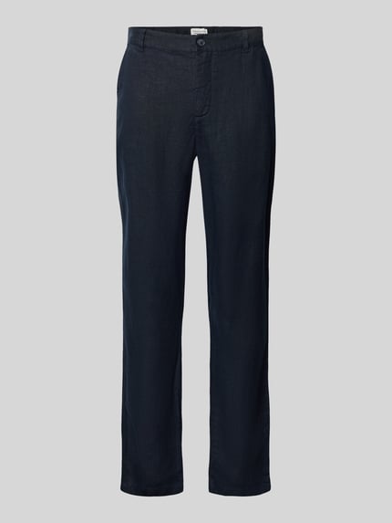 Produktfoto, Leinenhose mit Eingrifftaschen Modell 'Pandrup' von Casual Friday in dunkelblau, Regular Fit, glatte Textur, reines Leinen