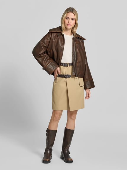 BAUM & PFERDGARTEN Lederjacke mit hohem Kragen Modell 'BAANI' Dunkelbraun 1