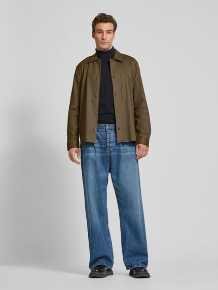 CK Calvin Klein Regular fit overhemdjack met kentkraag en viscose Olijfgroen - 1