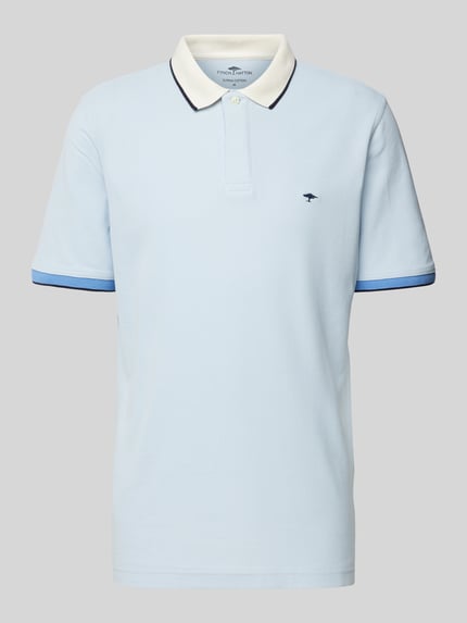 Fynch-Hatton Regular fit poloshirt met contrastgarnering Lichtblauw gemêleerd - 2