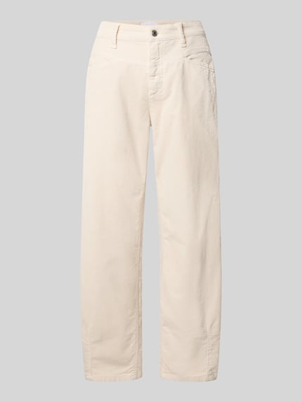 CAMBIO Spodnie sztruksowe o kroju tapered fit z mieszanka bawełny model 'ELIN' Écru 2