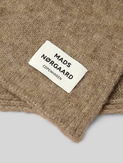 MADS NØRGAARD Sjaal met labeldetail Taupe gemêleerd - 2
