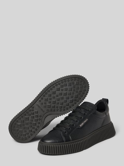 Produktfoto, Sneaker aus Leder Modell 'HOPPER' van Antony Morato in zwart met afgeronde punt, vetersluiting, labeldetail, hakhoogte maat 44: 5 cm, schachthoogte maat 44: 8 cm, schachtbreedte maat 44: 7 cm, voor heren