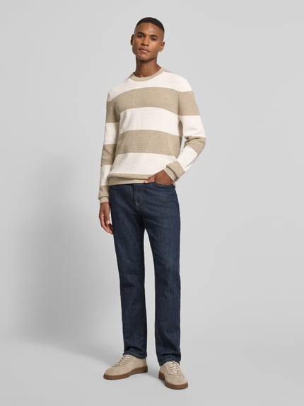 MCNEAL Strickpullover mit Streifenmuster und Rundhalsausschnitt Mud Melange 1