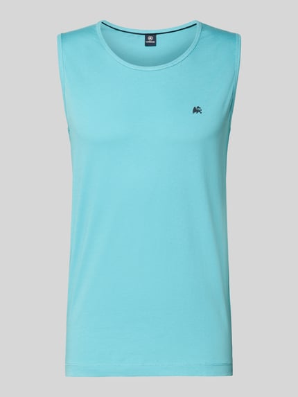 Produktfoto, tanktop met ronde hals en logoprint van zuiver katoen in regular fit, ruglengte maat M 69 cm, Tanktop mit Rundhalsausschnitt und Logo-Print van Lerros