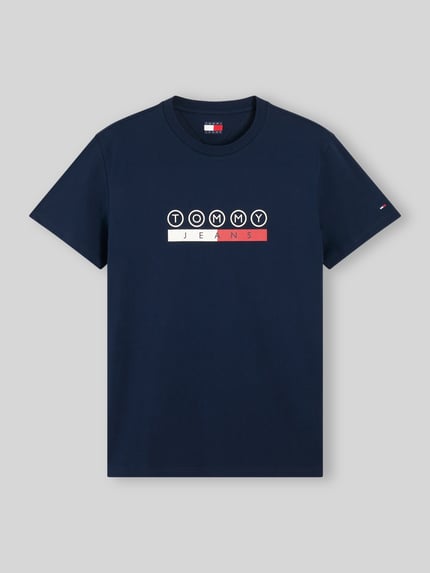 Tommy Jeans krój regular fit t-shirt z czystej bawełny z nadruk z logo Ciemnoniebieski 2