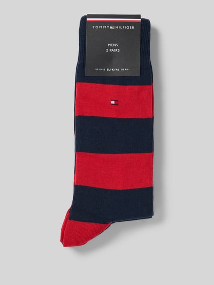 Produktfoto, Socken im 2er-Pack von Tommy Hilfiger, wadenlang aus Baumwoll-Mix mit Stretch-Anteil, unterschiedliche Farben, Logo-Stickerei