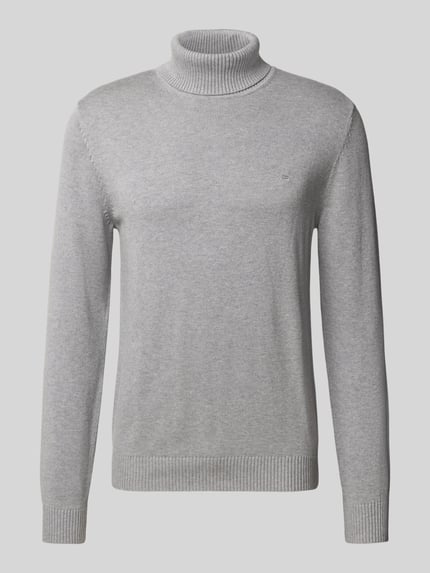 Christian Berg Men Sweter o kroju slim fit z mieszanki bawełny i wełny Jasnoszary melanż 2