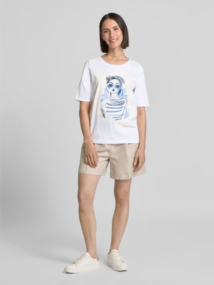 Oui T-Shirt mit Motiv-Print Offwhite 1