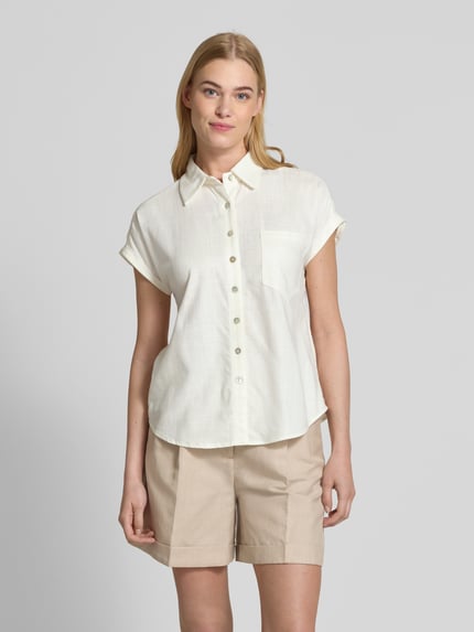 Apricot Bluzka koszulowa o kroju slim fit z krótkim rękawem Złamany biały 4