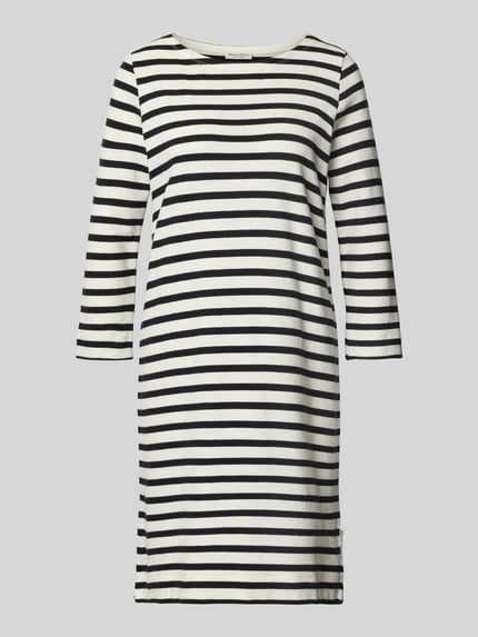Produktfoto, Loose Fit Freizeitkleid aus reiner Baumwolle von Marc O'Polo, schwarz-weiß gestreift, glatte Struktur, mittellanger Schnitt