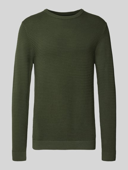 JACK & JONES Sweter z dzianiny z okrągłym dekoltem model ‘OTTO’ Ciemnozielony 2