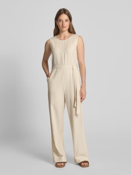VILA Jumpsuit met druppelvormig rugdecolleté aan de achterkant Beige - 4