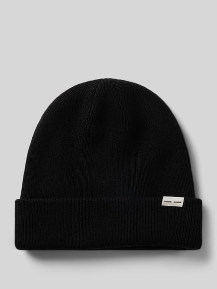 Samsøe Samsøe Muts van wolmix in tricotlook met labelpatch Zwart - 1