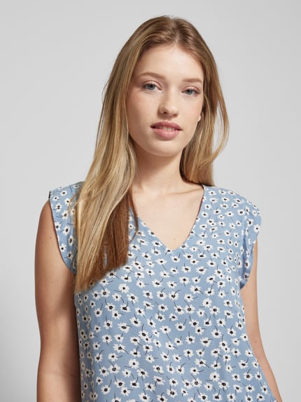 PIECES Blouse van viscose met V-hals, model 'NYA' Bleu - 3