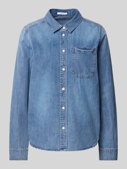 OPUS Jeansbluse mit aufgesetzter Brusttasche Modell 'Fasera ocean' Jeansblau 2