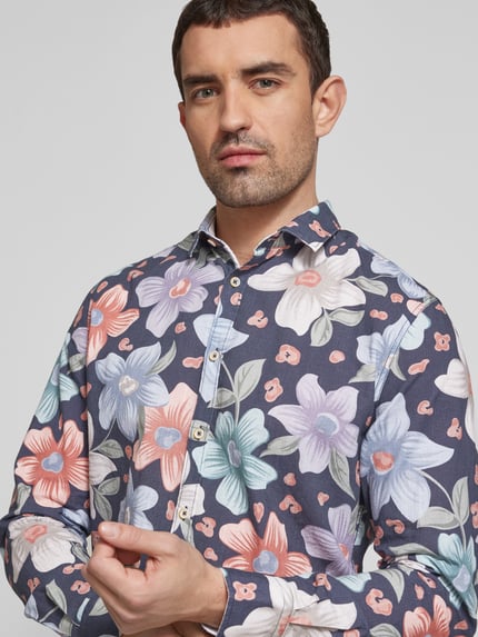 Colours & Sons Koszula casualowa regular fit z kołnierzykiem typu kent Granatowy 3