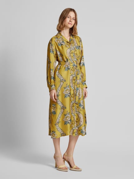 Weekend Max Mara Zijden jurk met strikceintuur, model 'GAIA' Mosterdgeel - 1