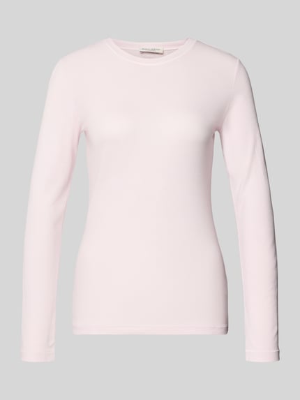 Produktfoto, Slim Fit Langarmshirt aus Lyocell-Mix von Marc O'Polo in zartem Rosa, Rippstruktur, unifarben, Rundhals, lange Ärmel