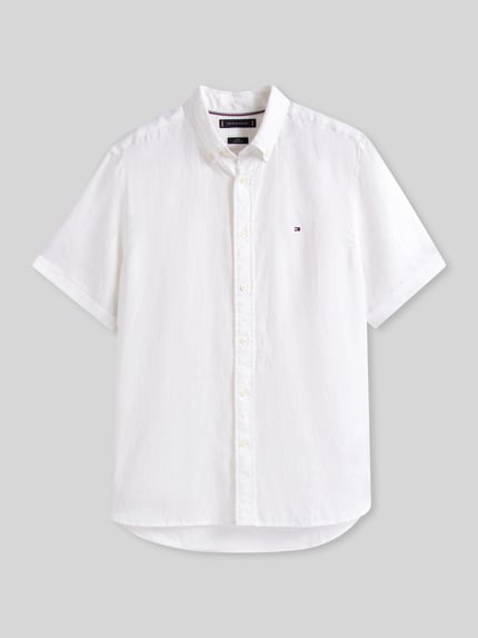 Tommy Hilfiger Regular Fit Kurzarmhemd aus reinem Leinen Weiss 2