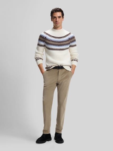BOSS Pullover aus Wolle mit Mock Neck Offwhite 1