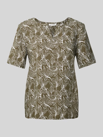 Christian Berg Woman Slim fit blouseshirt met tuniekkraag Rietgroen - 2