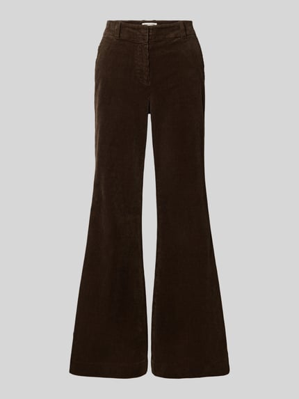 Produktfoto, ciemnobrązowe spodnie sztruksowe o rozkloszowanym kroju z mieszanki bawełny Flared Fit Cordhose aus Baumwoll-Mix od Marc O'Polo, damskie spodnie sztruksowe
