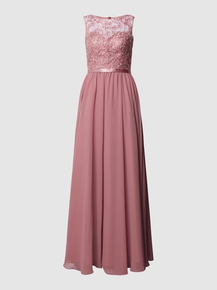 LUXUAR FASHION Abendkleid mit floralem Ziersteinbesatz Mauve 2