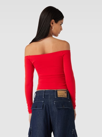 Tommy Jeans Schulterfreies Longsleeve mit Label-Stitching Hellrot 5