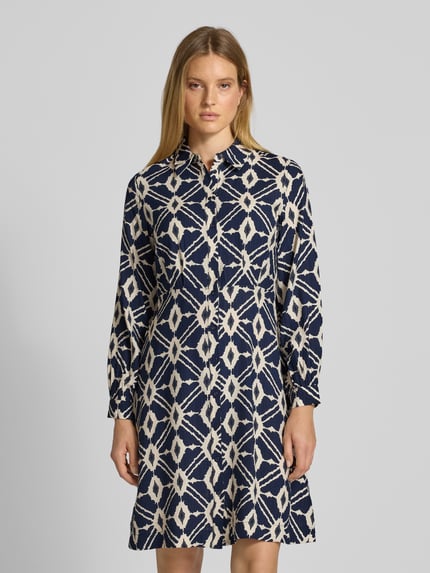 b.young Knielanges Kleid mit Knopfleiste Modell 'Kaia' Blau 4