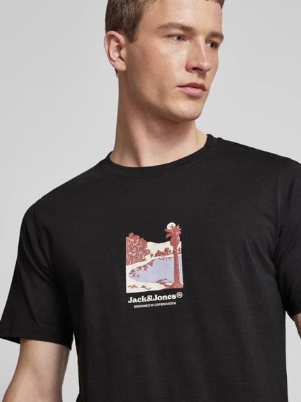 JACK & JONES T-shirt met ronde hals, model 'JORSPLIT' Zwart - 3