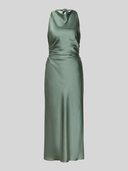 Produktfoto, Knielanges Cocktailkleid aus Satin von Hey Kyla, satynowa powierzchnia, elastyczna mieszanka materiałów, dopasowany krój, marszczenia, krój bez rękawów, długość tyłu w rozmiarze 36: 97 cm, szerokość w rozmiarze 36: 38 cm