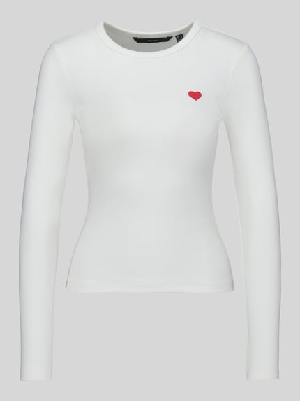 VERO MODA Langarmshirt mit kleinem Herz-Detail Weiss 2