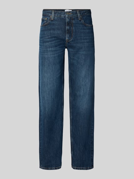 Produktfoto, Straight Fit Jeans aus reiner Baumwolle Model 'DOVER' von Tommy Hilfiger, dunkelblaue Denim mit klassischer Waschung und sichtbarer Struktur