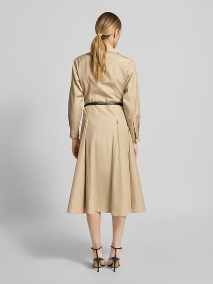Max Mara Studio Regular Fit Blusenkleid aus reiner Baumwolle Modell 'STAFFETTO' Khaki 5